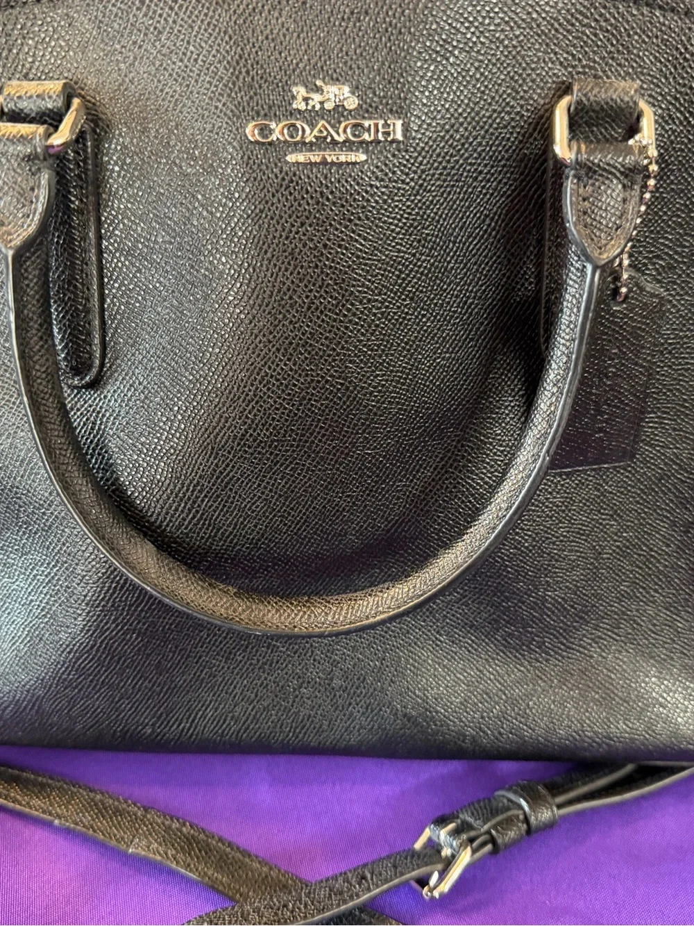 Coach Black Leather Satchel with Silver Hardware